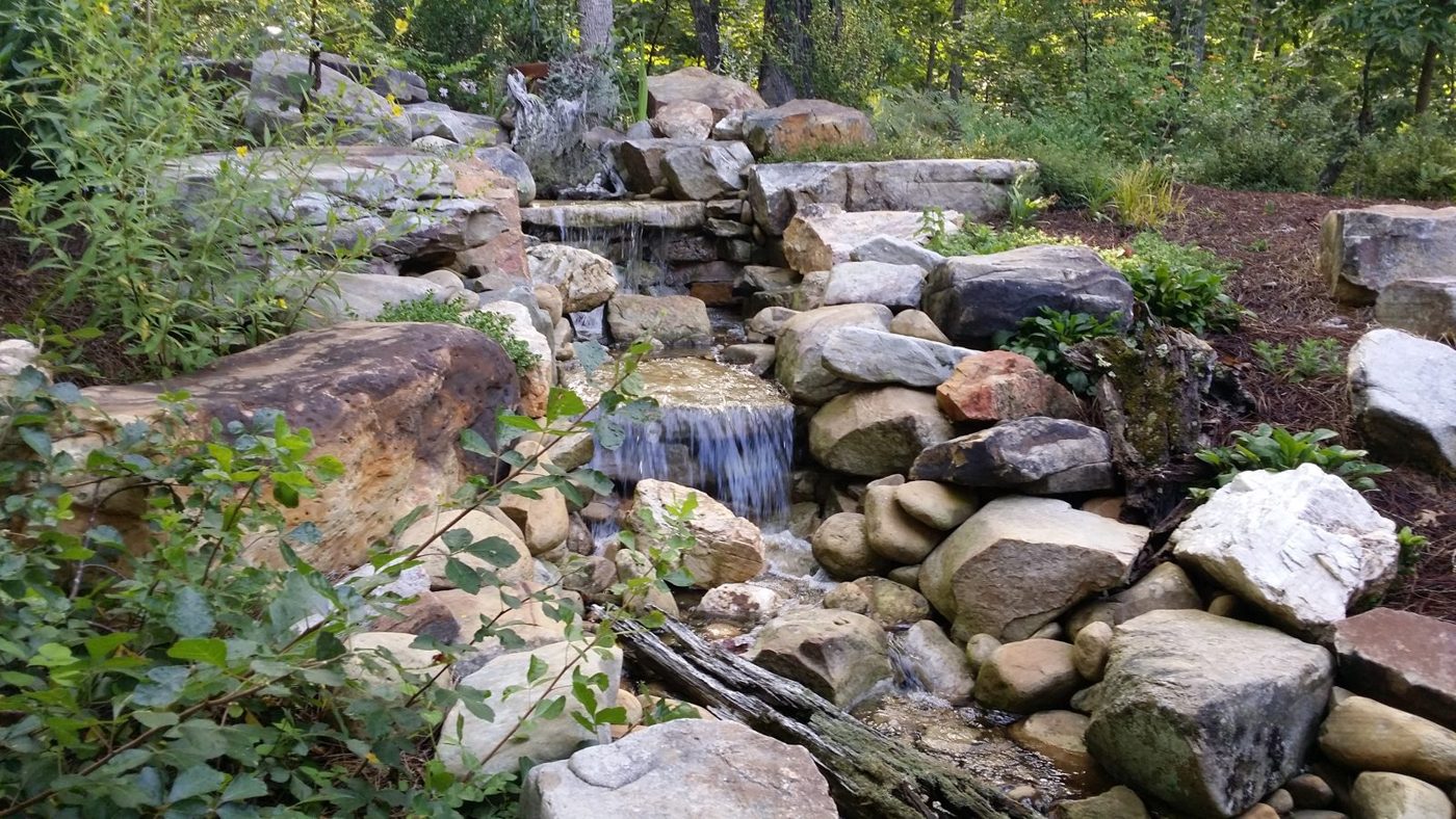 Stacked-stone waterfall
